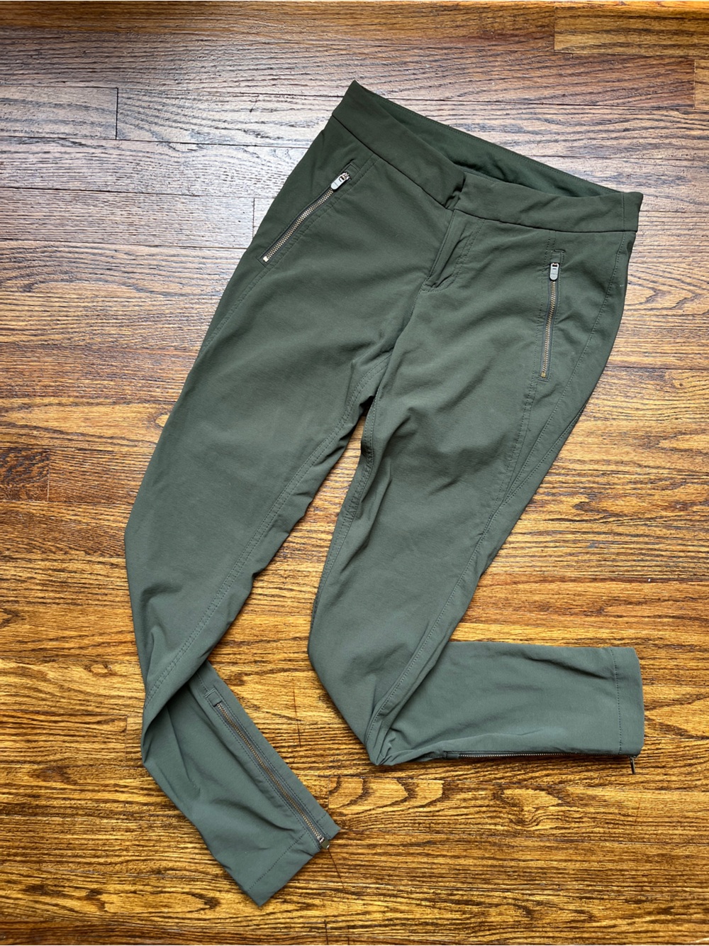 Athleta Olive Green Joggers with Zipper Details size 0